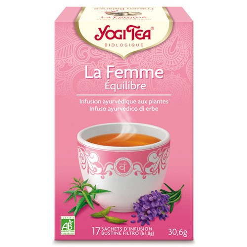 Bio-Himbeer-, Eisenkraut- und Lavendelaufguss – La Femme Equilibre – Yogi Tea