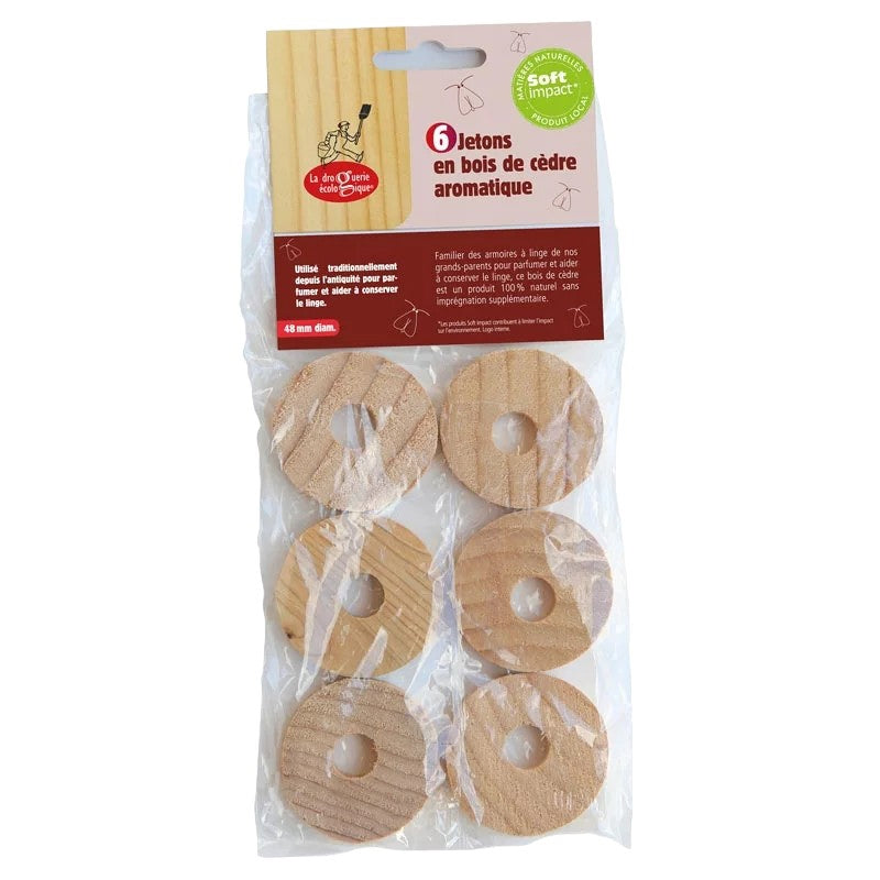 Jetons en bois de cèdre aromatique - 6 pièces - La droguerie écologique
