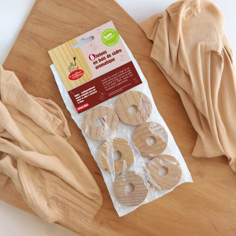 Jetons en bois de cèdre aromatique - 6 pièces - La droguerie écologique