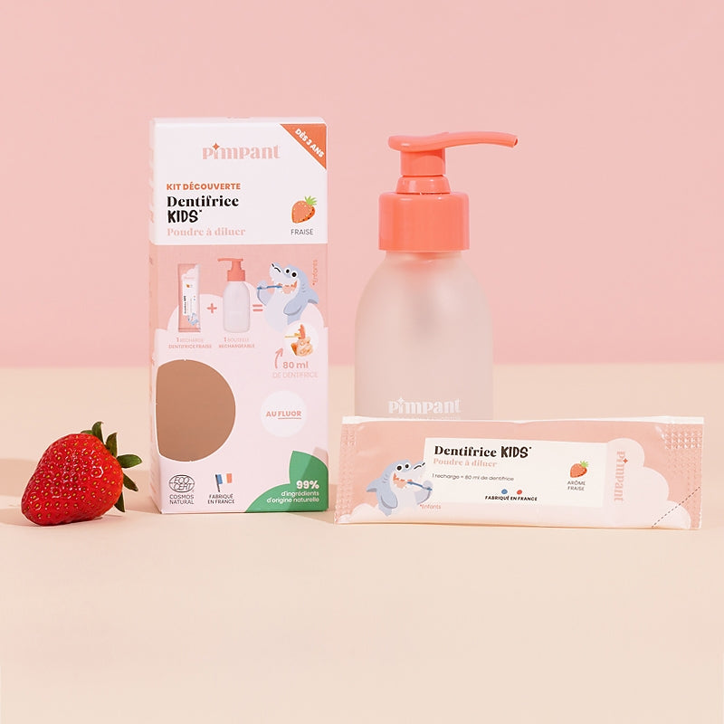 Kit découverte dentifrice enfants fraise - Pimpant