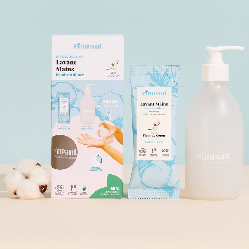 Kit découverte lavant mains fleur de coton - Pimpant