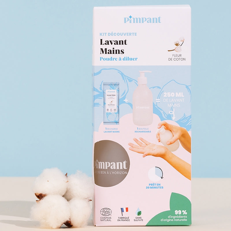 Kit découverte lavant mains fleur de coton - Pimpant
