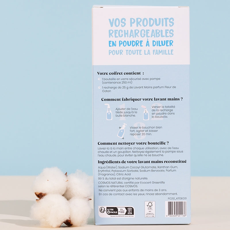 Kit découverte lavant mains fleur de coton - Pimpant