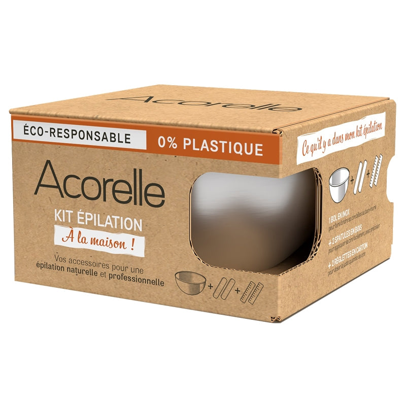 Acorelle Haarentfernungsset: 1 Edelstahlschale, 2 Spatel &amp; 2 Holzlineale