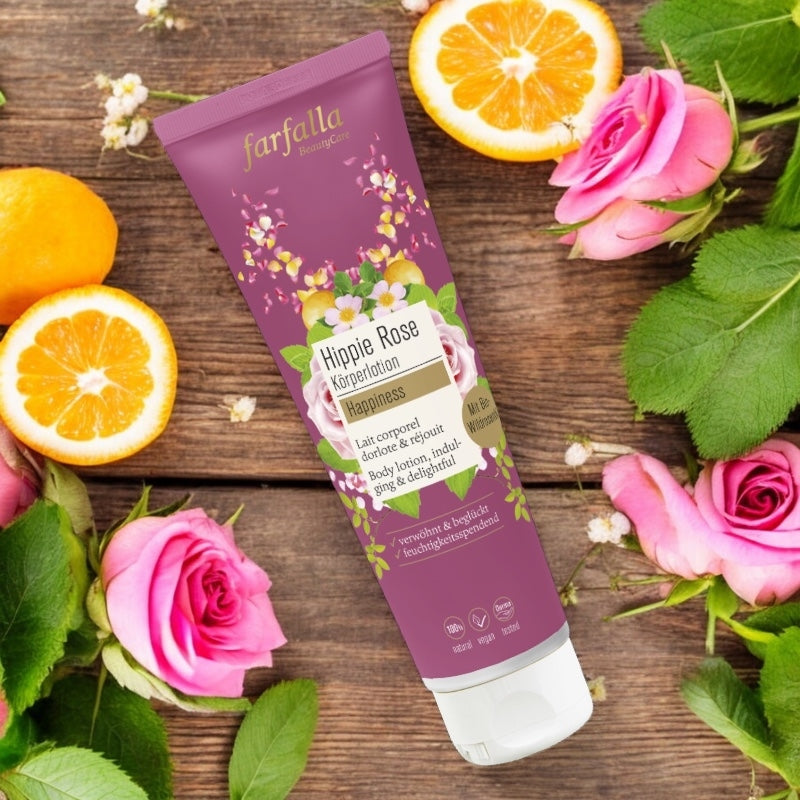 Bio-Körperlotion in Rose, Iris, Vanille und Orange – 150 ml – Farfalla