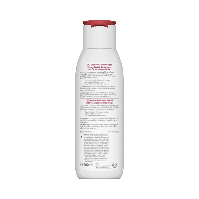 Lait crème régénérant BIO cranberry & argan - 200ml - Lavera