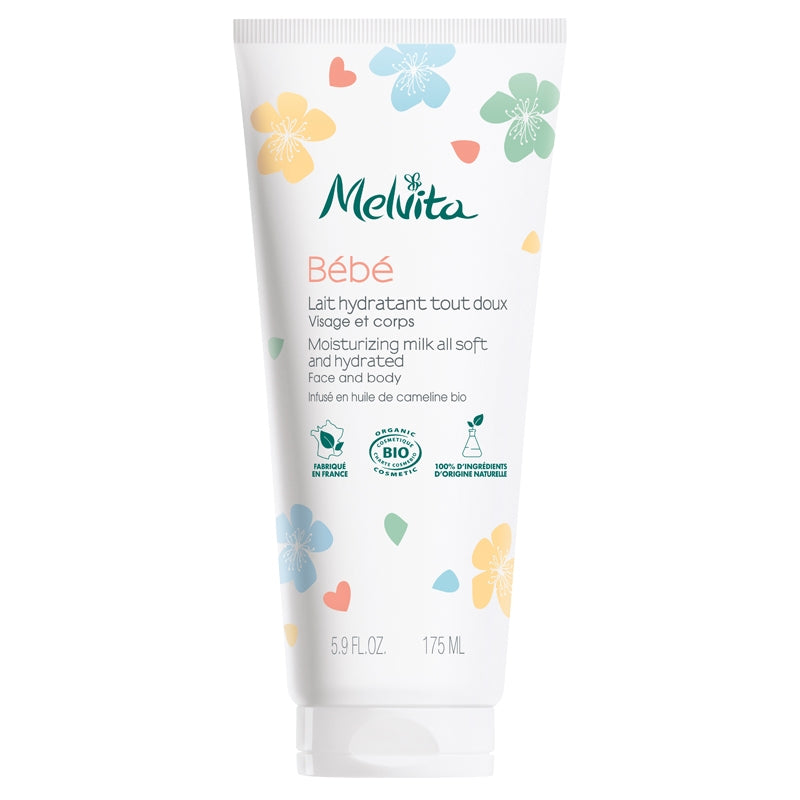Bio-Leindotter-Feuchtigkeitslotion für Babygesicht und -körper – 175 ml – Melvita