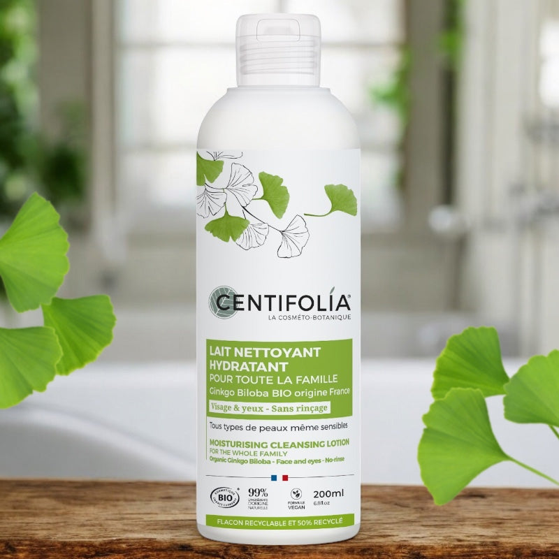 Lait nettoyant hydratant famille BIO ginkgo biloba - 200ml - Centifolia