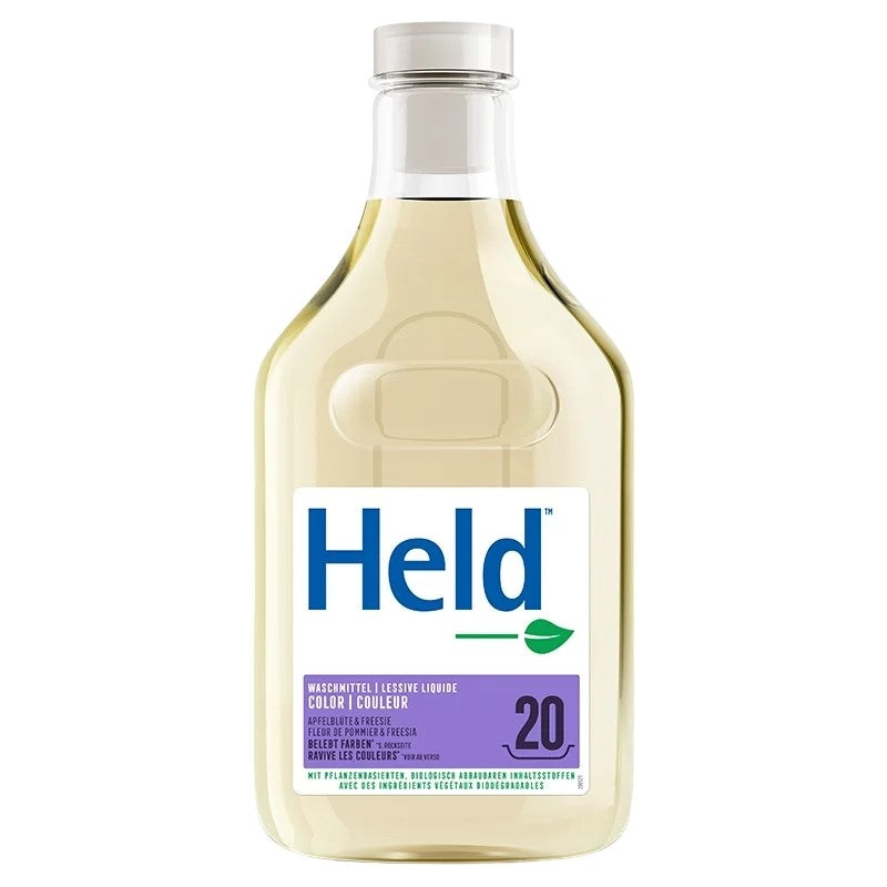 Umweltfreundliches, farbiges Flüssigwaschmittel mit Apfelblüten- und Freesienduft – 1 l – Held