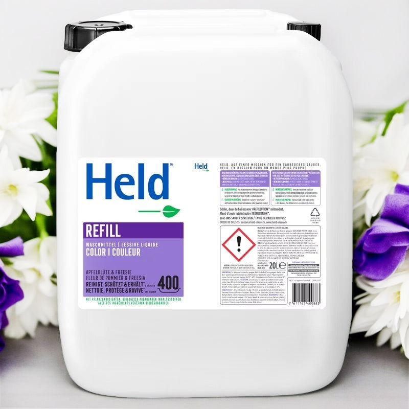 Lessive liquide couleur écologique fleur de pommier & freesia - 20l - Held