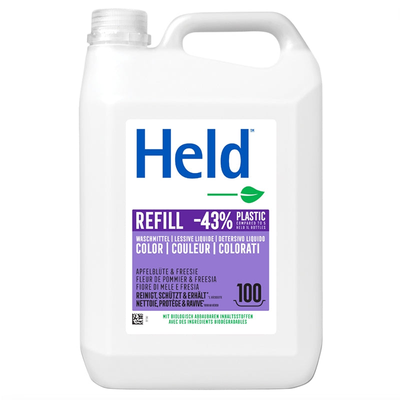 Umweltfreundliches, farbiges Flüssigwaschmittel mit Apfelblüten- und Freesienduft – 5 l – Held