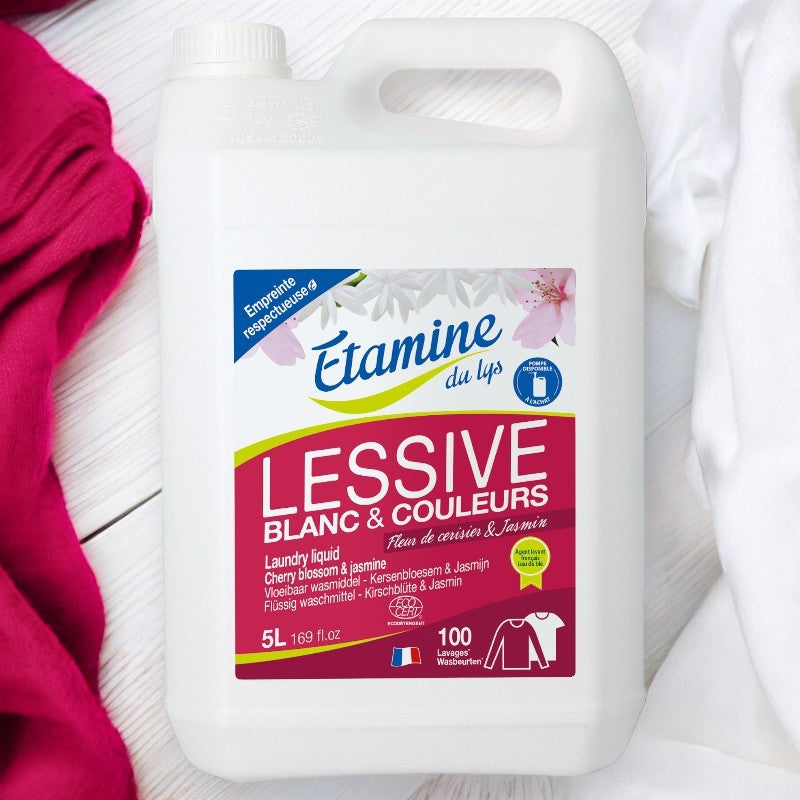 Umweltfreundliches Flüssigwaschmittel, Duftrichtung Kirschblüte &amp; Jasmin - 5L - Etamine du Lys