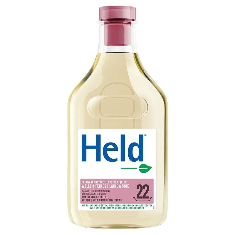 Umweltfreundliches Flüssigwaschmittel für Wolle und Seide, Duftrichtung Wasserlilie und grüne Melone – 1 l – Held