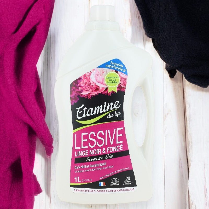 Umweltfreundliches Flüssigwaschmittel für schwarze und dunkle Wäsche, Pfingstrosenduft - 1L - Etamine du Lys