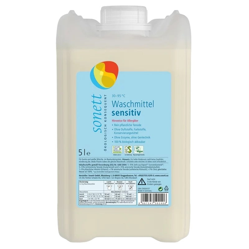 Sonett ECO Sensitive Flüssigwaschmittel – 5 l – Duftstofffrei