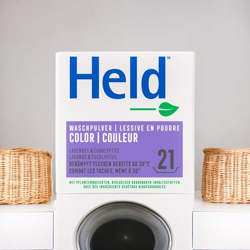 Umweltfreundliches, farbiges Waschpulver, Lavendel &amp; Eukalyptus – 1,575 kg – Held