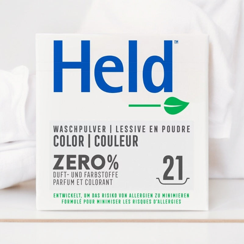 Umweltfreundliches, duftstofffreies Buntwaschmittel – 1,575 kg – Held
