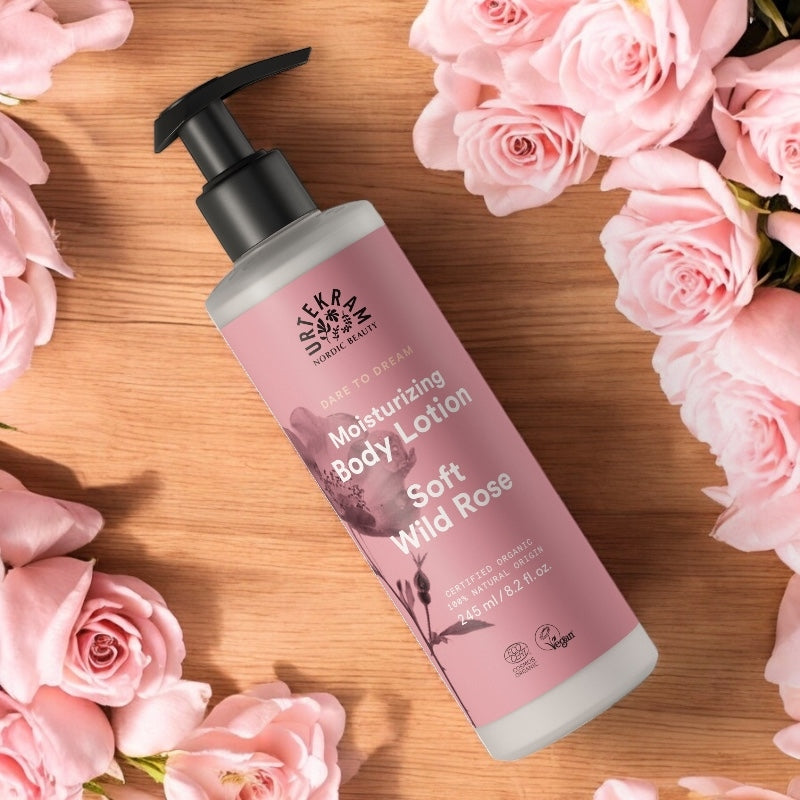 Bio-Körperlotion, rosa, feuchtigkeitsspendend – 245 ml – Urtekram