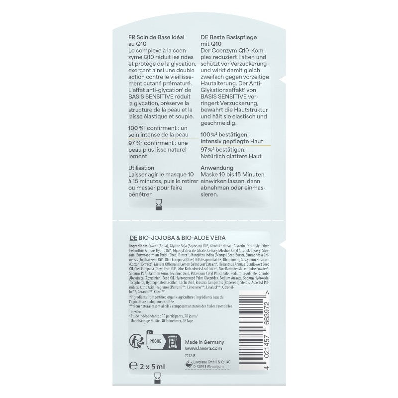 Masque anti-rides Q10 BIO aloe vera & jojoba - 10ml - Lavera