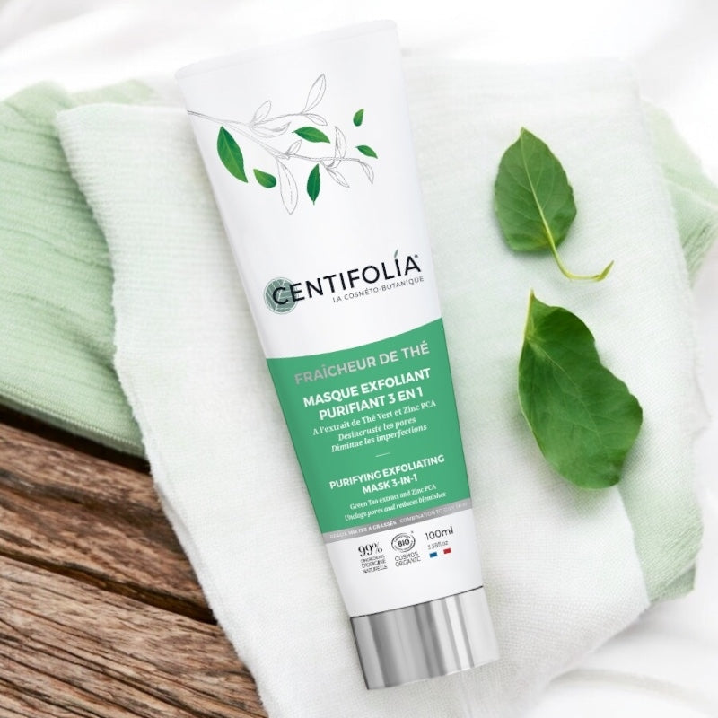 Masque au thé vert bio - nettoyant, exfoliant et purifiant - 100ml - Centifolia