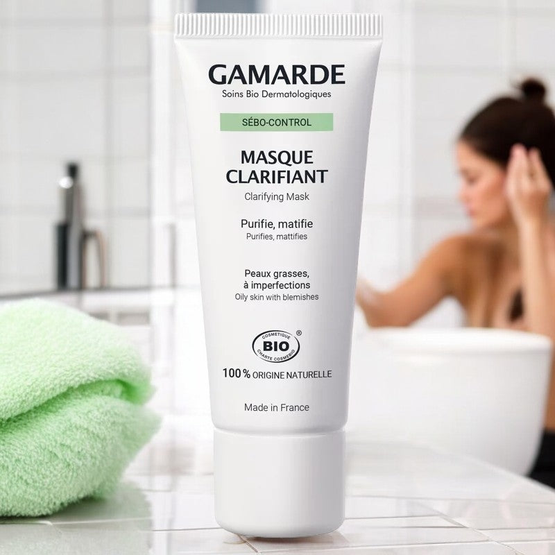Masque clarifiant BIO argile blanche & eau thermale - 40g - Gamarde