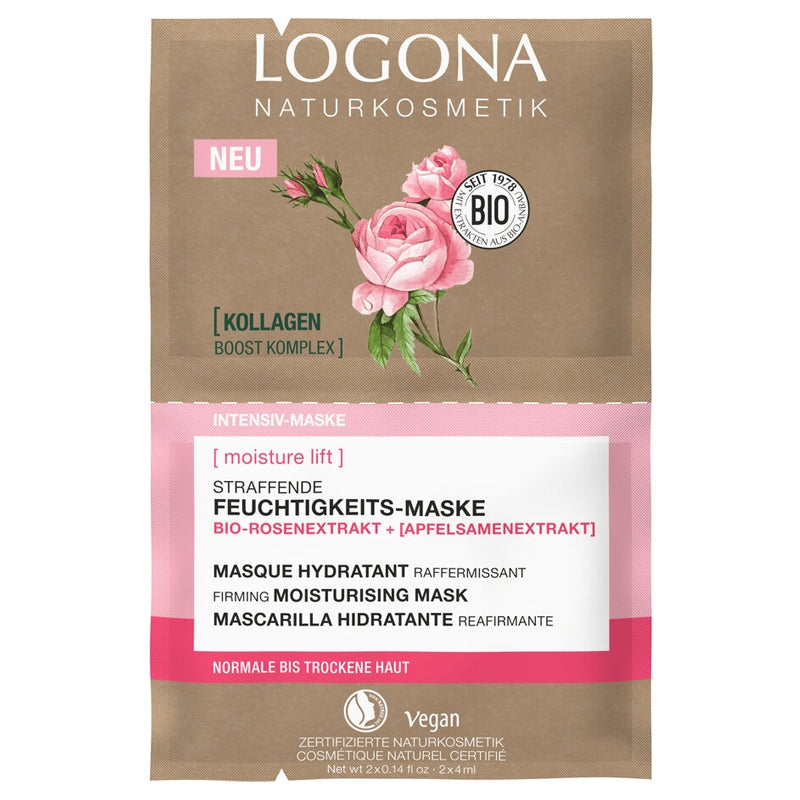 Bio-Rosen- und Apfel-Straffende Feuchtigkeitsmaske – 2 x 4 ml – Logona