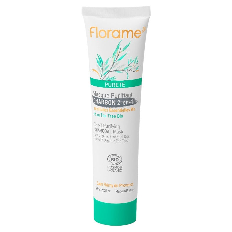 Reinigende 2-in-1-Bio-Aktivkohle- und Teebaum-Maske – 65 ml – Florame