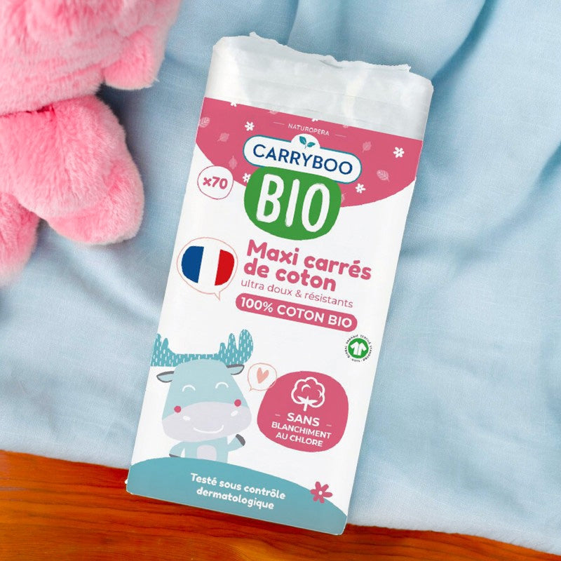 Maxi carrés de coton BIO - 70 pièces - Carryboo