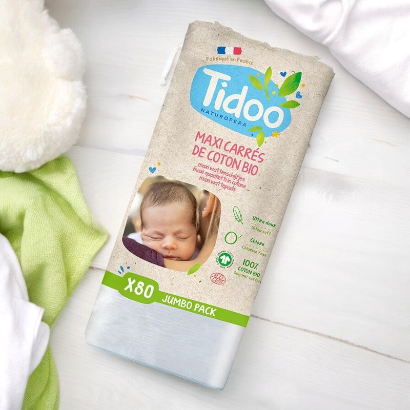 Maxi Bio-Baumwoll-Tücher - 80 Stück - Tidoo