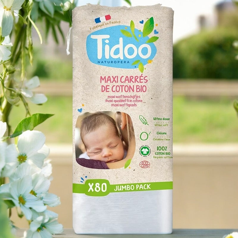 Maxi Bio-Baumwoll-Tücher - 80 Stück - Tidoo