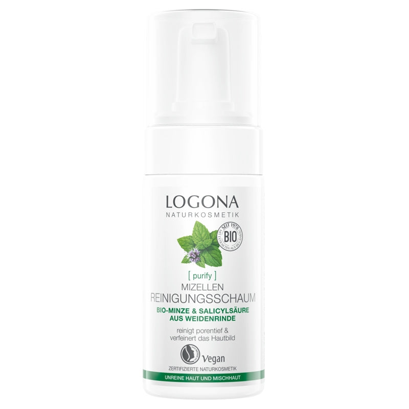 Mousse nettoyante micellaire BIO menthe & écorce de saule - 100ml - Logona