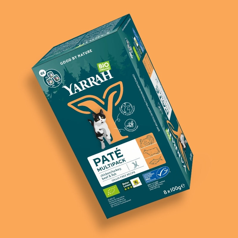 Multi pack pates pour chat saumon dinde boeuf bio 8x100 g yarrah 28268 3