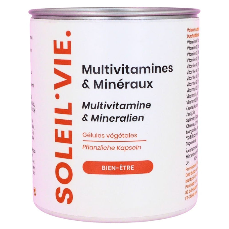 Multivitamines & minéraux - 120 gélules 440mg - Soleil Vie