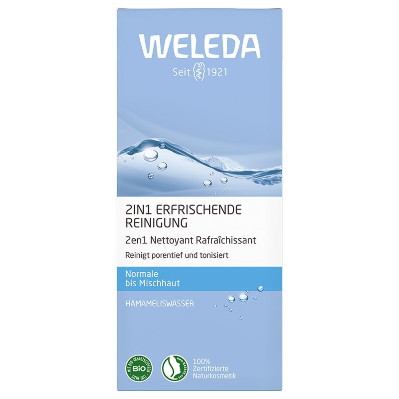 Nettoyant rafraîchissant 2en1 BIO hamamélis - 100ml - Weleda