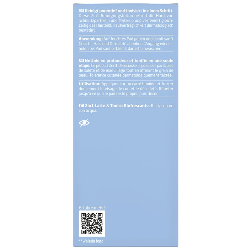 Nettoyant rafraîchissant 2en1 BIO hamamélis - 100ml - Weleda