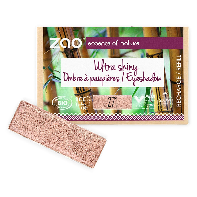 Ombre à paupières brillante Cuivré rosé N°271 BIO (Recharge) - 1,3g - Zao