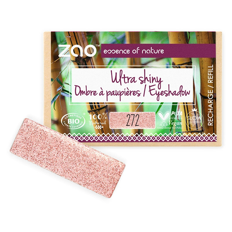 Ombre à paupières brillante Rose féérique N°272 BIO (Recharge) - 1,3g - Zao