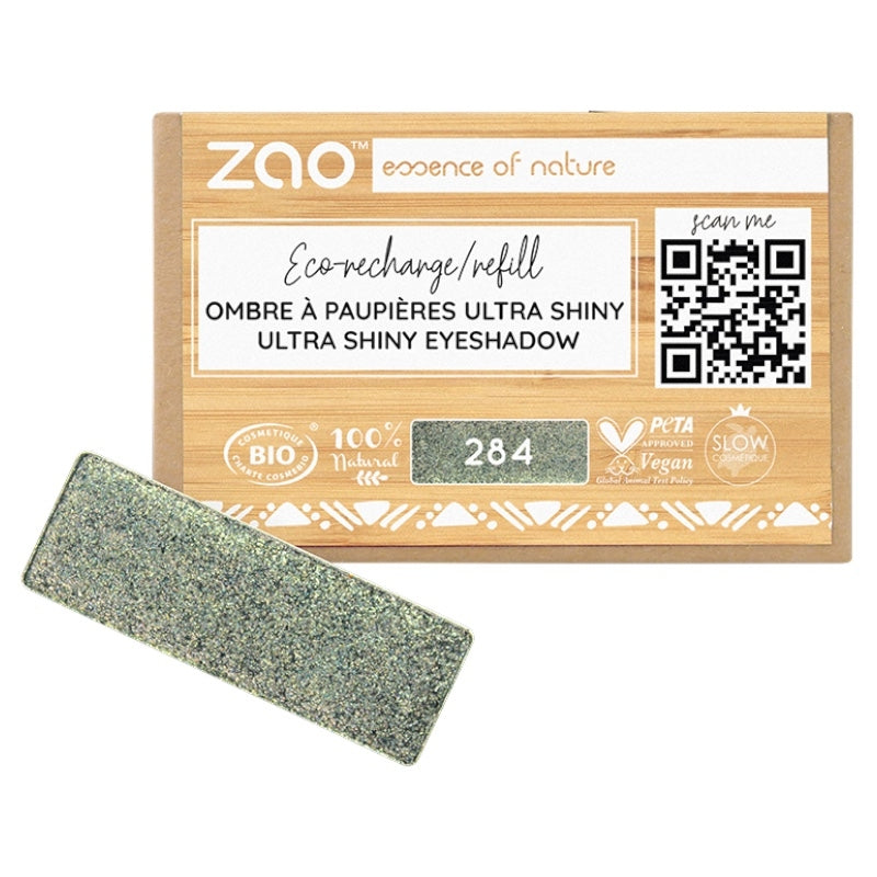 Ombre a paupieres brillante vert scarabee n284 bio recharge 13 g zao
