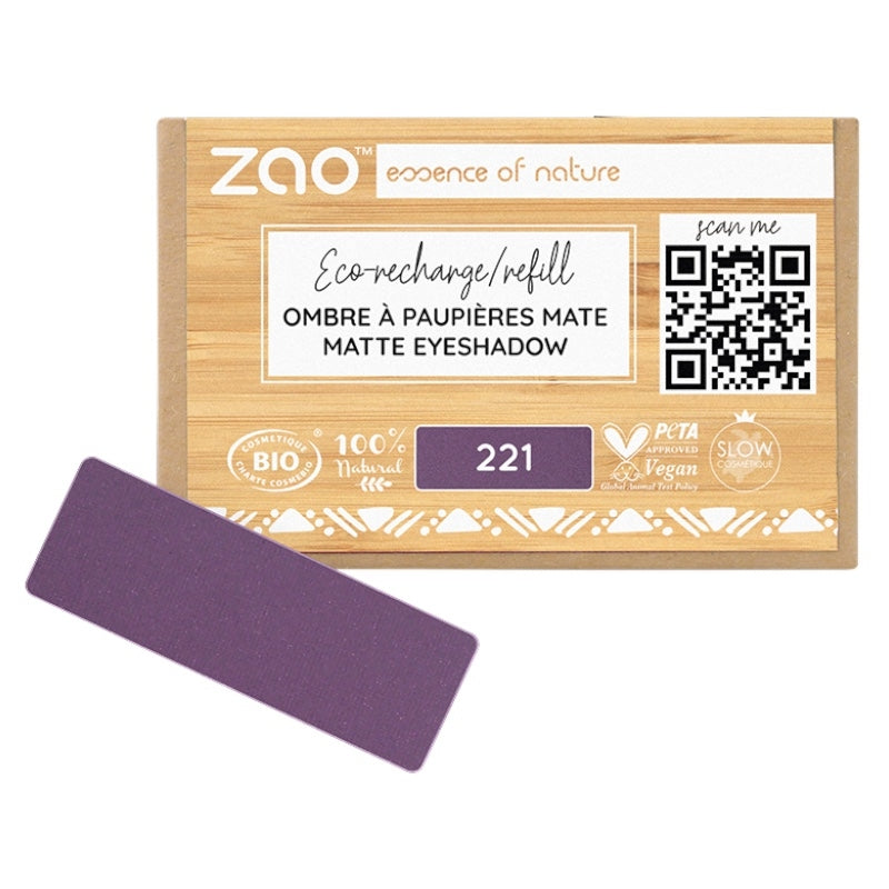 Matter Pflaumenfarbener Lidschatten Nr. 221 BIO (Nachfüllpackung) – 1,3 g – Zao