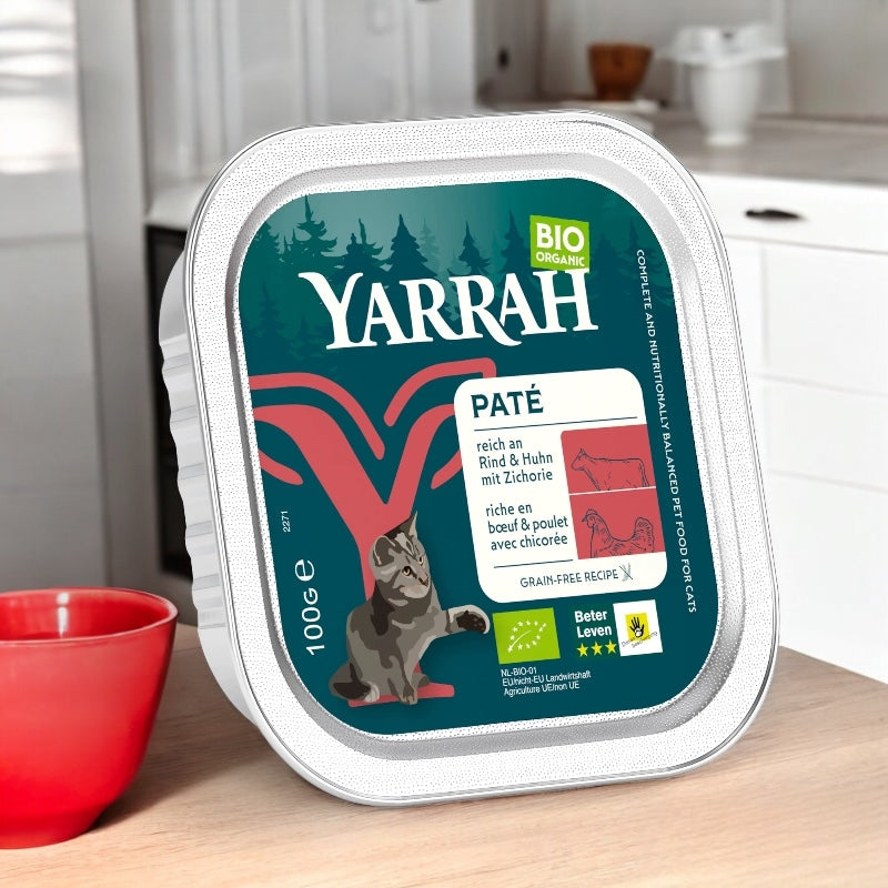 Pâté boeuf & poulet avec chicorée pour chat BIO - 100g - Yarrah