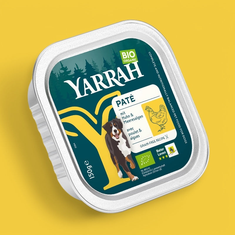 Pâté poulet avec algues marines pour chien BIO - 150g - Yarrah