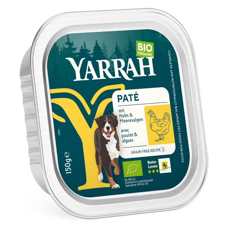Bio-Hühnerpastete mit Algen für Hunde - 150 g - Yarrah