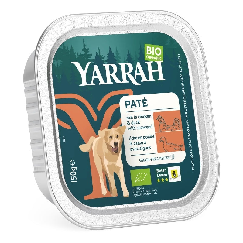 Bio-Hühner- und Entenpastete mit Algen für Hunde – 150 g – Yarrah