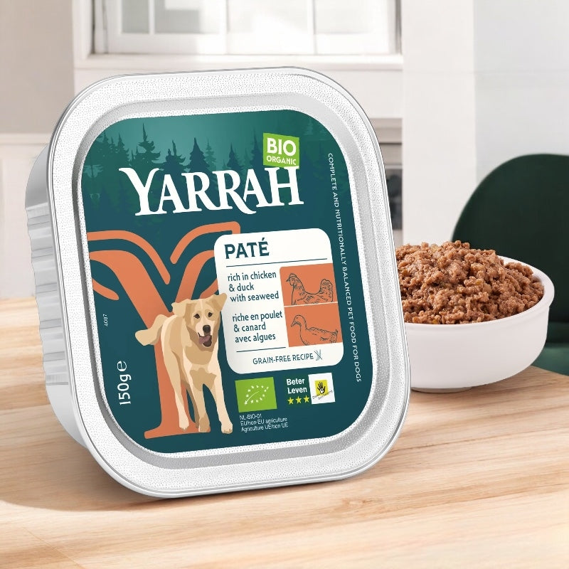 Bio-Hühner- und Entenpastete mit Algen für Hunde – 150 g – Yarrah