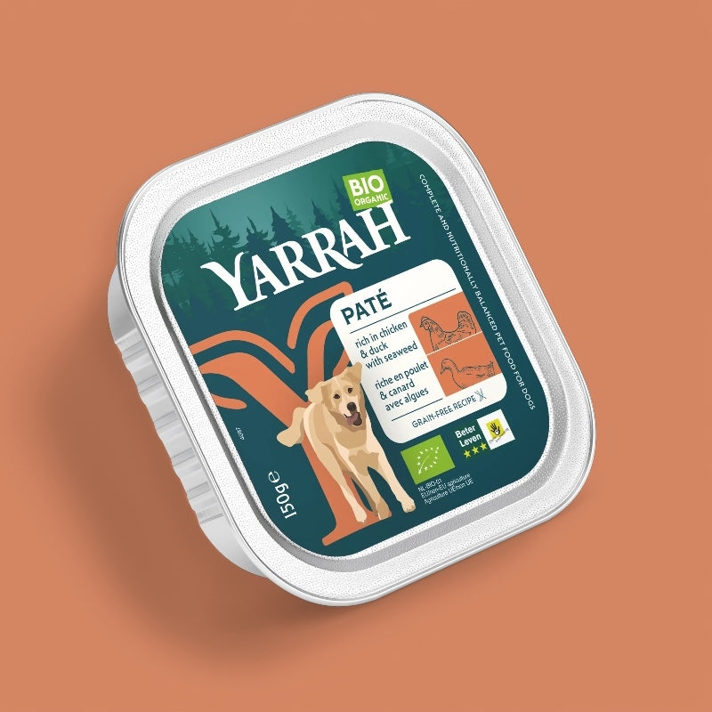 Bio-Hühner- und Entenpastete mit Algen für Hunde – 150 g – Yarrah