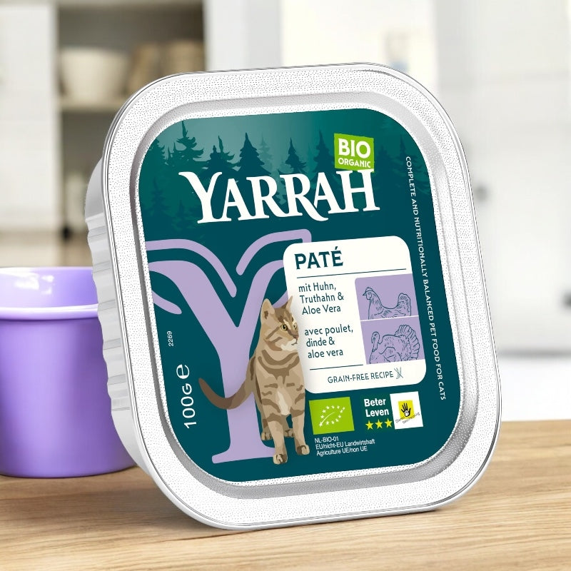 Pâté poulet & dinde avec aloe vera pour chat BIO - 100g - Yarrah