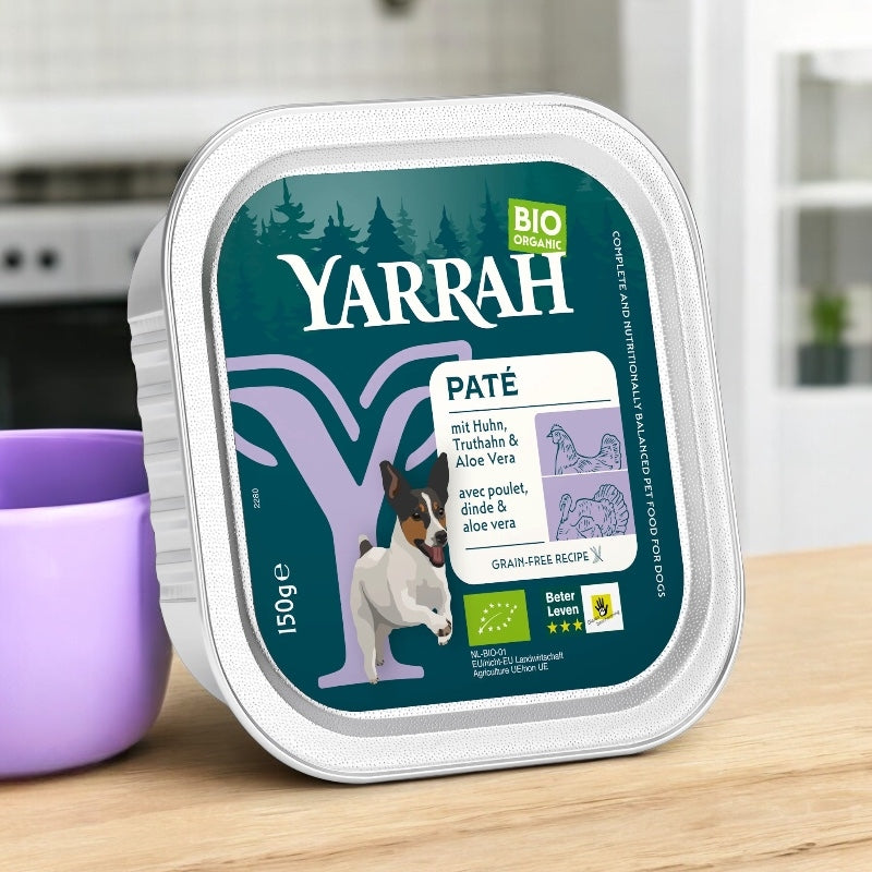 Bio-Hühner- und Putenpastete mit Aloe Vera für Hunde – 150 g – Yarrah