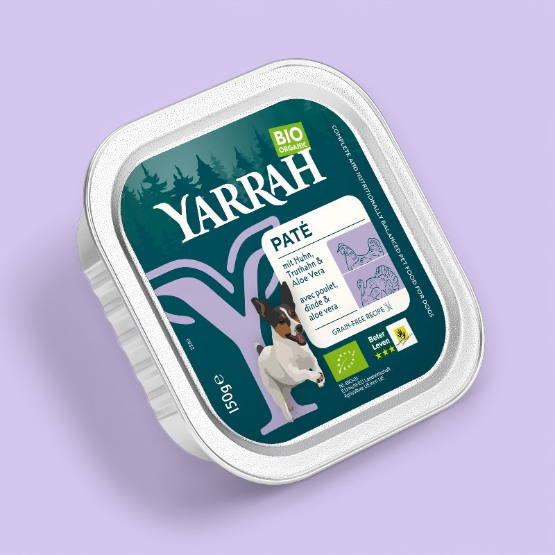 Bio-Hühner- und Putenpastete mit Aloe Vera für Hunde – 150 g – Yarrah