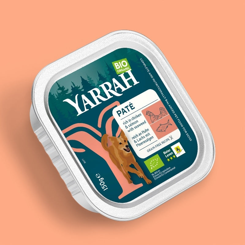 Bio-Hundefutter mit Huhn und Lachs – 150 g – Yarrah