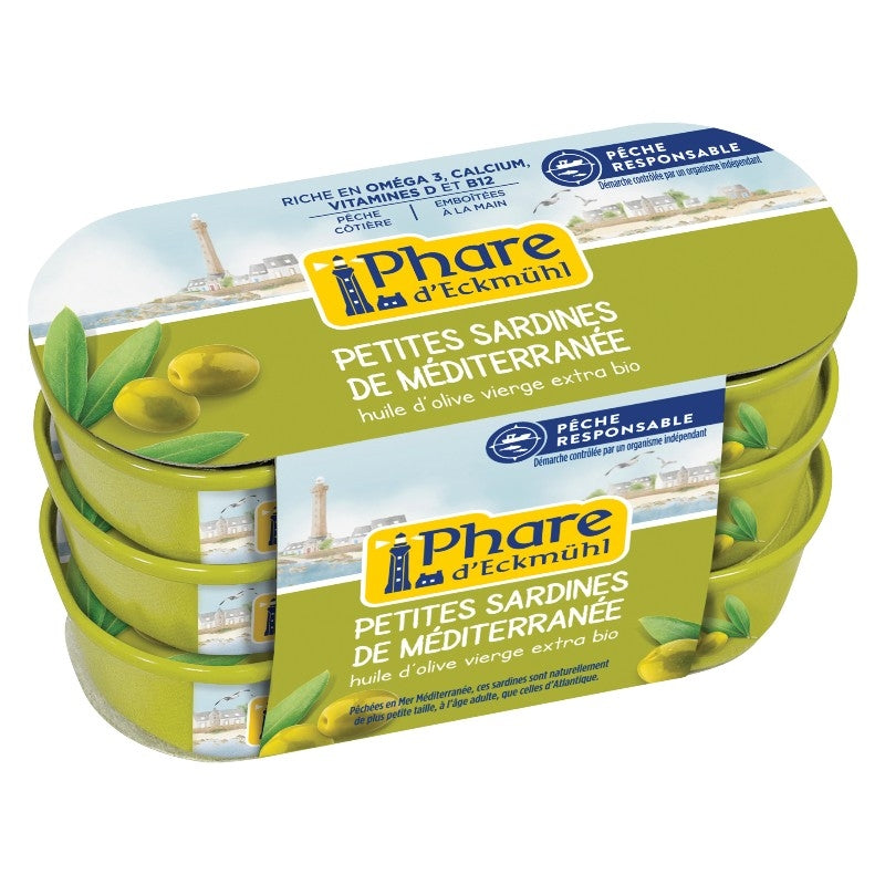 Petites sardines de méditerranée huile d'olive - 123g - Phare d'Eckmühl